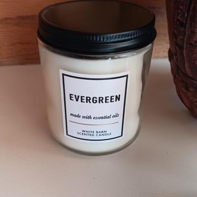 Miniature Skeeterlog Chiminea with three new scented bed bath & Beyond candles