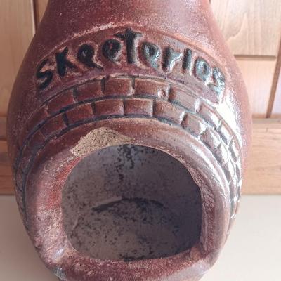 Miniature Skeeterlog Chiminea with three new scented bed bath & Beyond candles