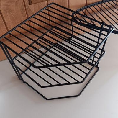 Two metal organizing shelves / cupboard / shelf /pantry / closet organizers.