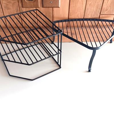 Two metal organizing shelves / cupboard / shelf /pantry / closet organizers.