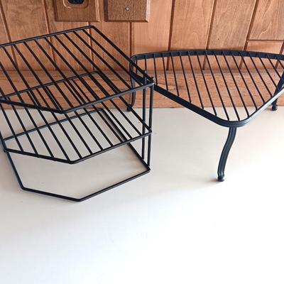 Two metal organizing shelves / cupboard / shelf /pantry / closet organizers.