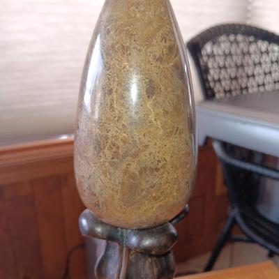 Table lamp with shade - darker marble accent with bronze colored base 1 of 2