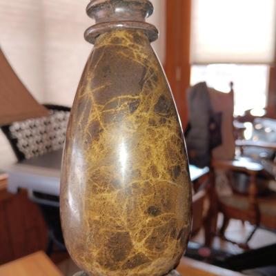 Table lamp with shade - darker marble accent with bronze colored base 1 of 2