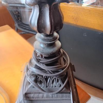 Table lamp with shade - darker marble accent with bronze colored base 2 of 2 - switch