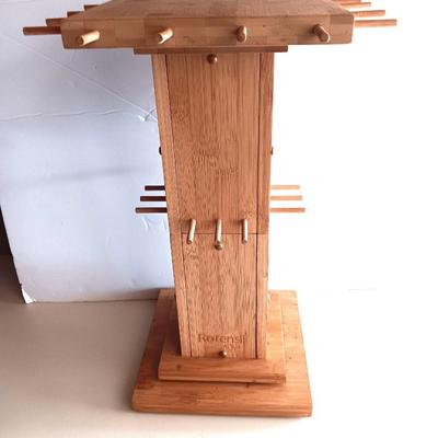 Wooden Rotensil rack - Rotating countertop utensil organizer