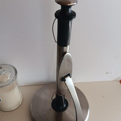 Kitchen gadgets - Butter crock - paper towel dispenser - utensil holder and candle