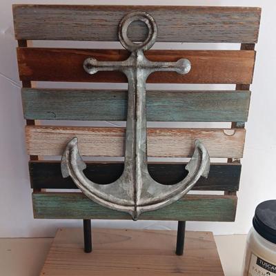 Freestanding Anchor artwork and Farmhouse candle