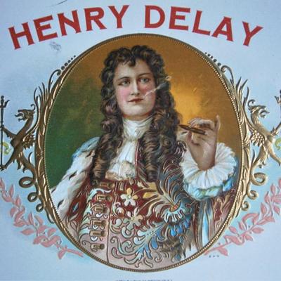 "HENRY DELAY" Inner Lid Cigar Box Label, form early 1900's