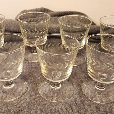 Lot #34 Lot of 7 Footed Juice Glasses in the 