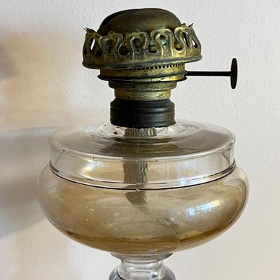 2 Antique Oil Lamps - Brass, Cut Glass