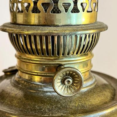2 Antique Oil Lamps - Brass, Cut Glass
