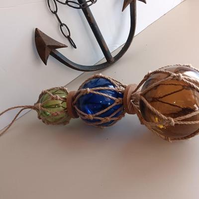 Glass fishing floats and metal anchor art - beach home decor - or for our Colorado wanna beach!