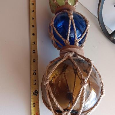 Glass fishing floats and metal anchor art - beach home decor - or for our Colorado wanna beach!