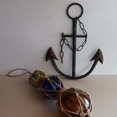 Glass fishing floats and metal anchor art - beach home decor - or for our Colorado wanna beach!