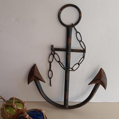 Glass fishing floats and metal anchor art - beach home decor - or for our Colorado wanna beach!