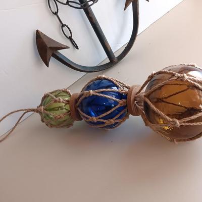 Glass fishing floats and metal anchor art - beach home decor - or for our Colorado wanna beach!