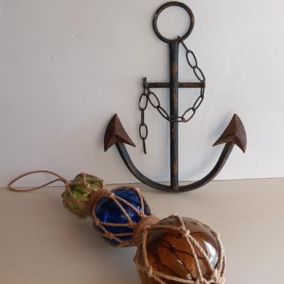 Glass fishing floats and metal anchor art - beach home decor - or for our Colorado wanna beach!