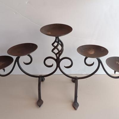 Metal medium copper case with Iron Rustic Ornate Candelabra 5 Tier centerpiece