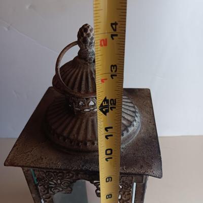 Decorative metal and rope Sphere with metal candle lantern -