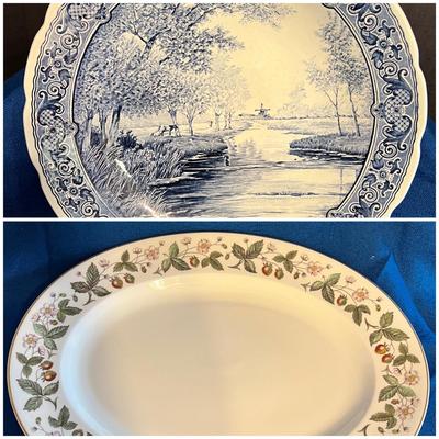 2 Large Vintage Plates - Delft, Wedgewood
