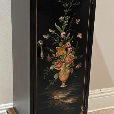 Solid Wood Floral Pedestal Cabinet