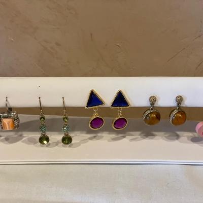 6 pairs bright color post earrings