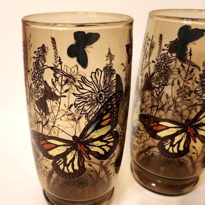 Lot #41 Lot of 7 Vintage Anchor Hocking Butterfly Glasses