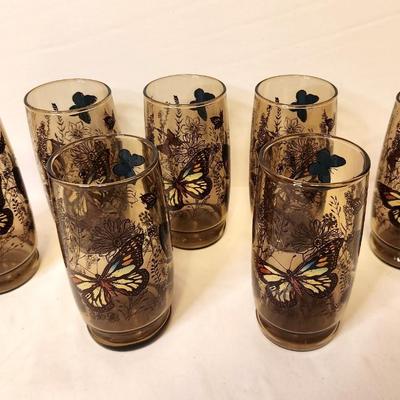 Lot #41 Lot of 7 Vintage Anchor Hocking Butterfly Glasses