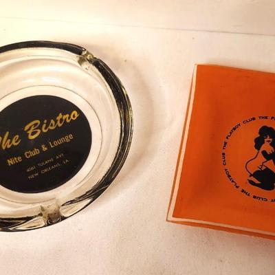 Lot #44 Lot of 2 vintage Ashtrays - Playboy Club and The Bistro (ain't dere no more)