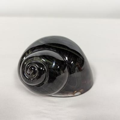 Daum France Signed Heavy Crystal Escargot Snail Shell Figural Sculpture Paperweight