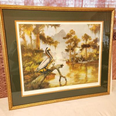 Lot #52 Swamp/Pelican print by Listed Artist Robert Rucker - signed