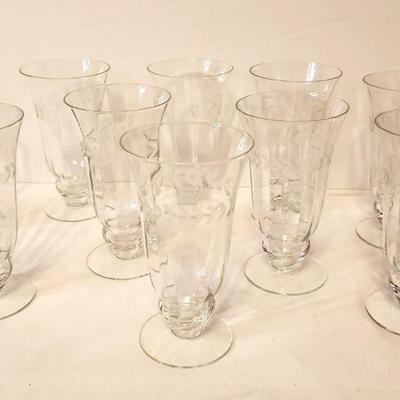 Lot #53 Lot of 10 "Laurel" Footed Iced Tea Glasses