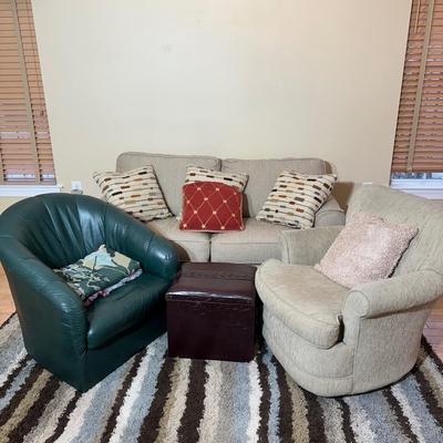 LOT 4L: Living Room Furniture Set - Flexsteel Couch, Made In Italy Chair & More