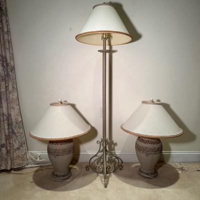 LOT 5D: Vintage Matching Ceramic Lamps Set Of 3
