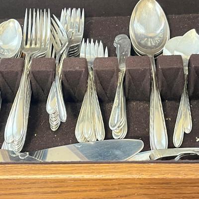 LOT 81L: Towle Silver Flutes Silverware Set + Extras in Case