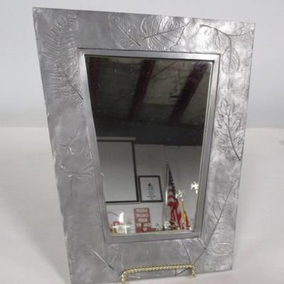 Seagull Pewter Mirror With Leaf Pattern