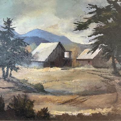 Farmhouse Landscape Painting by Charlotte Moss - Signed