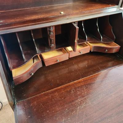Antique Secretary Desk Bookcase w key 32x18x79
