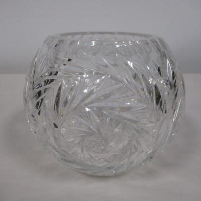 Cut Glass Rose Bowl Made In Poland