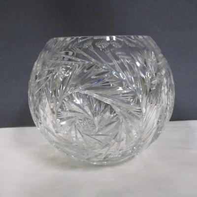 Cut Glass Rose Bowl Made In Poland