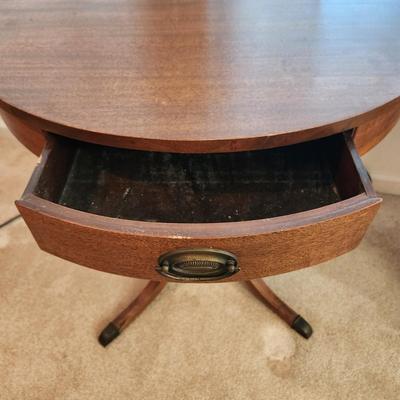 Vintage Drum Table with drawer 28" Diameter 28" H