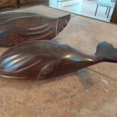 HAND CARVED WALNUT? DUCK AND A WHALE
