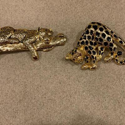Large cat brooches