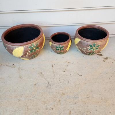 3 Heavy Decorative Planter Pottery 14