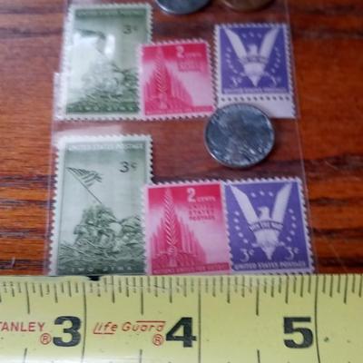LOT 12 WW II US STAMPS AND COINS
