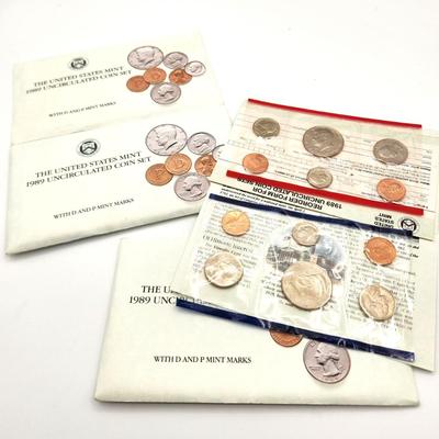 Lot #83 Lot of 3 1989 US Mint Uncirculated Coin Sets - D & P Mint Marks