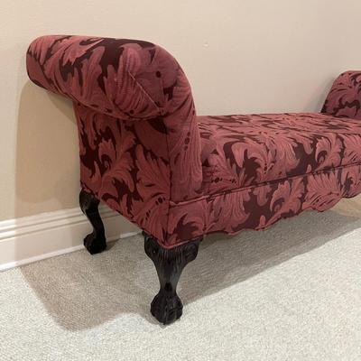 Burgundy Bench With Ball & Claw Foot Legs