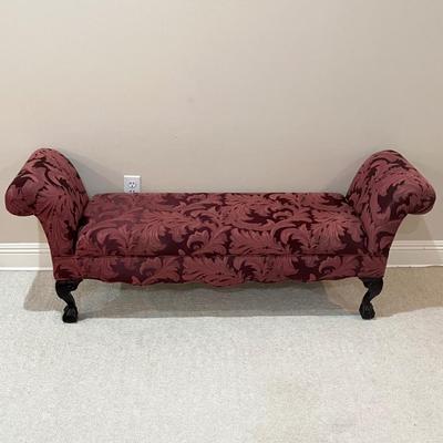 Burgundy Bench With Ball & Claw Foot Legs