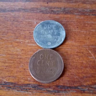 LOT 34 TWO OLD S MINT MARKED WHEAT PENNIES