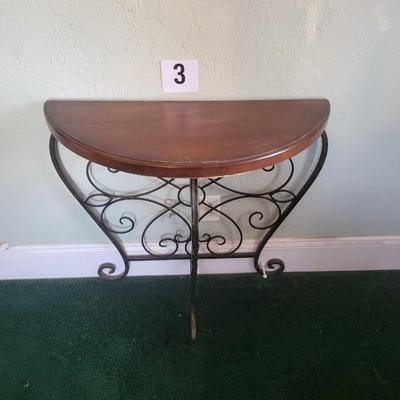 Console/Entry Table Wood Top with Solid Wrought Iron Base